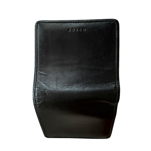 COACH Small Soft Black Leather Bi Fold Silver Coin Purse Wallet Cards Bills VTG - Picture 7 of 9